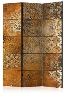 Paravento separè Vecchie piastrelle - Mandala orientali in toni dorati