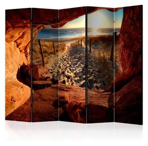 Paravento separè Grotta: Spiaggia bellissima II - vista sul mare tra le rocce