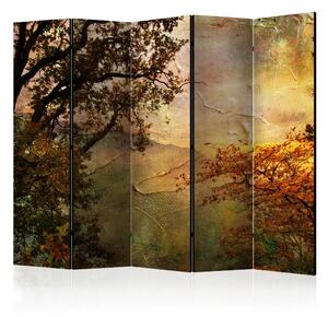 Paravento design Autunno dipinto II - astrazione autunnale tra gli alberi