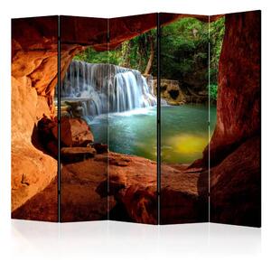 Paravento separè Grotta: Cascata nel bosco II - vista tra le rocce