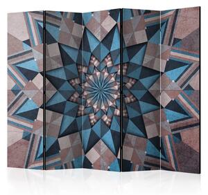 Paravento Mandala stellare blu-bronzo II - sfondo orientale