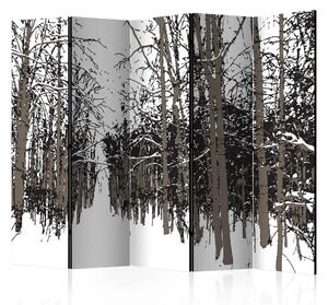 Paravento design Alberi - inverno II - astrazione in bosco innevato
