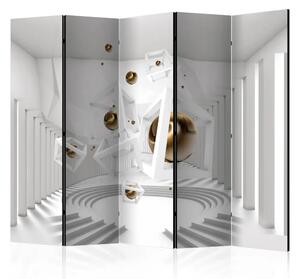 Paravento design Corridoio geometrico II - lussuosa astrazione bianca 3D
