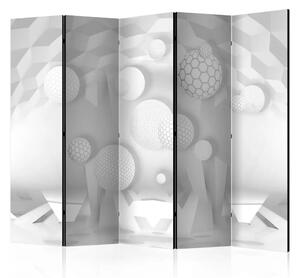 Paravento design Cerchi nello spazio II - astrazione geometrica bianca