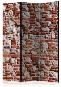 Paravento separè Epoca di mattoni - composizione in muro rosso