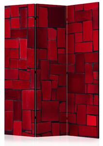 Paravento Immagine rossa - mosaico di mattonelle color cremisi