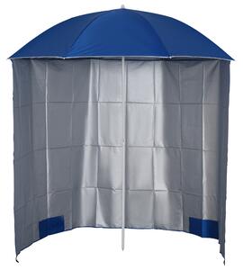 Outsunny Ombrellone da Spiaggia con Tenda Integrata, in Metallo e Poliestere, Ø220x220 cm, Blu