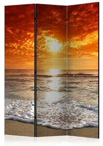 Paravento design Tramonto fiabesco - paesaggio marino e cielo rosso