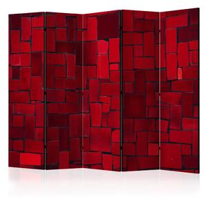Paravento separè Immagine rossa II - mosaico di mattonelle color cremisi