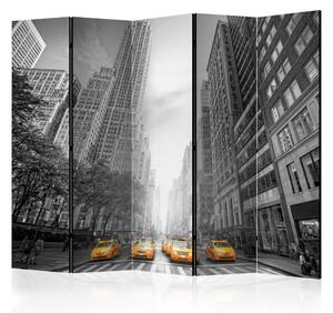 Paravento separè New York - taxi gialli II - automobili su sfondo cittadino