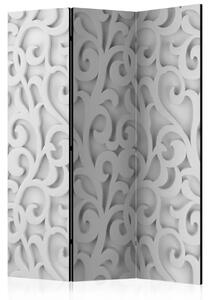 Paravento Ornamento bianco - astrazione chiara con motivo vegetale
