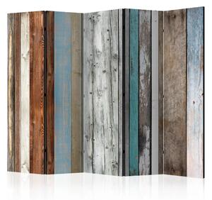 Paravento Colori ordinati II - composizione in strisce colorate di assi