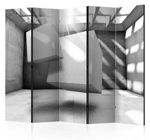 Paravento Danza dei quadrati II - astrazione geometrica bianca