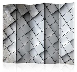 Paravento design Sfondo grigio 3D II - composizione geometrica in piastrelle