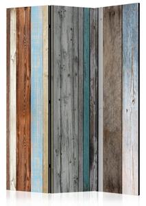 Paravento Colori ordinati - composizione in assi di legno colorate