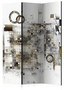 Paravento Enigma artistico - unica astrazione con cerchi beige