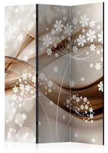 Paravento Storie primaverili - composizione beige con fiori chiari