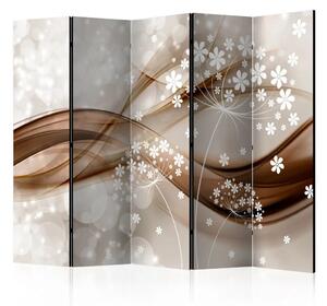 Paravento Storie primaverili II - illusione 3D beige con fiori chiari