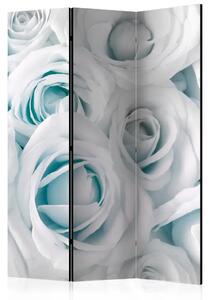 Paravento design Rosa di raso turchese - composizione in fiori bianchi