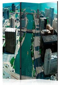 Paravento design Architettura di Chicago - grande città e oceano dall'alto