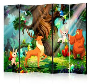 Paravento design Orsetto e amici II - composizione colorata per bambini
