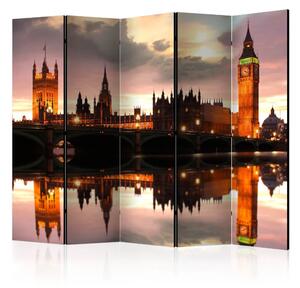 Paravento Big Ben di sera II - fiume e architettura londinese