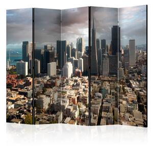 Paravento design Nelle Nuvole II - architettura di New York dall'alto