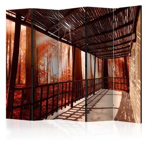 Paravento design Natura: Terrazza Boschiva II - paesaggio autunnale