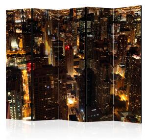 Paravento Città di Notte - Chicago II - vista aerea sui grattacieli