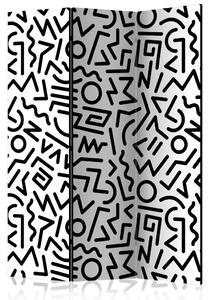 Paravento Labirinto in Bianco e Nero - pattern in design minimalista