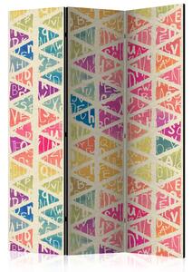 Paravento separè Lettere e Triangoli - colorata composizione geometrica