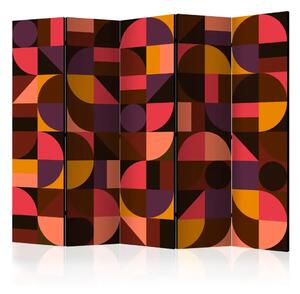 Paravento design Mosaico Geometrico Rosso II - motivo a strisce