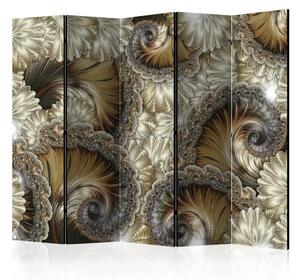 Paravento design Ventagli d'Oro II - astrazione in ornamenti barocchi