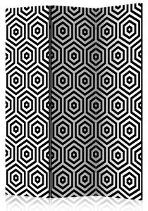 Paravento separè Ipnotico in Bianco e Nero - composizione a motivo geometrico