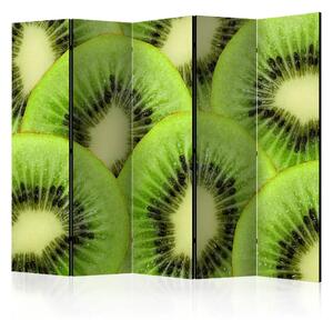 Paravento separè Fette di kiwi II - composizione verde di frutti succosi