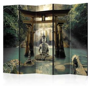 Paravento design Buddha's Smile II - statua cascata stile zen