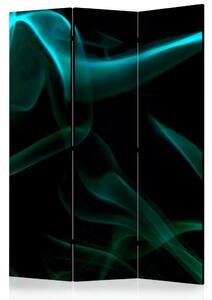 Paravento design Fumo blu ondeggiante - Onde turchesi su sfondo nero