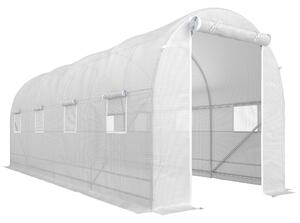 Outsunny Serra da Giardino a Tunnel 5x2x2m con Struttura in Acciaio e Telo in Polietilene, Bianco|Aosom