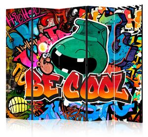 Paravento design Be Cool II - murale colorato con sottotitoli in inglese