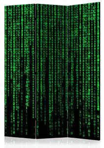Paravento design Pioggia digitale - astrazione verde su sfondo solido