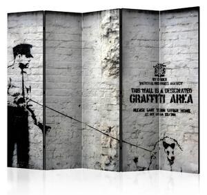 Paravento design Banksy - Area Graffiti II - poliziotto e cane su murales
