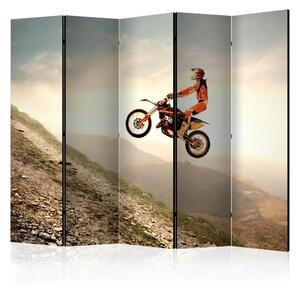 Paravento design Sport Motoristico II - motociclista, panorama montano