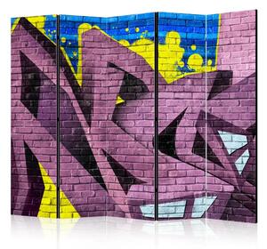 Paravento design Street Art - Graffiti II - composizione colorata su mattoni