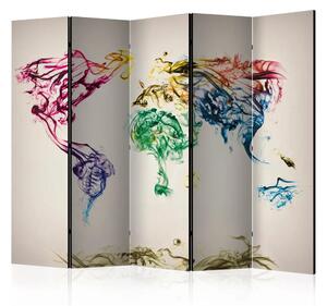 Paravento separè Scie di Fumo Danzanti II - mappa artistica mondo