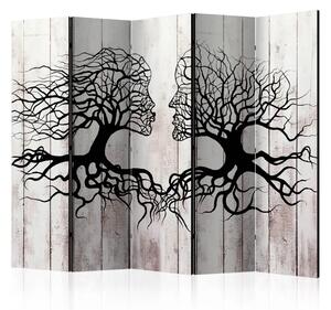 Paravento separè Bacio degli Alberi II - astrazione amorevole su legno