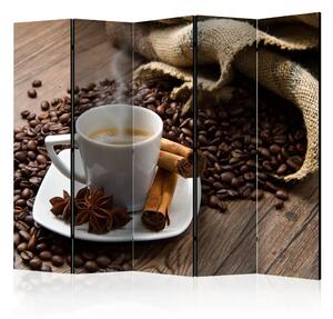 Paravento separè Star Anise Coffee II - tazza di caffè su sfondo di legno