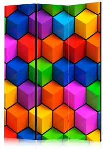 Paravento separè Campi Geometrici Colorati - astrazione in cubi