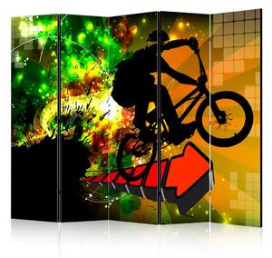 Paravento design Evolutioni in Bicicletta II - composizione sportiva colorata