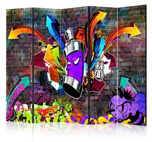 Paravento design Graffiti: Attacco Colorato II - murale urbano su mattoni