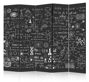 Paravento design Pannello Scientifico II - composizione bianco nero, scritte